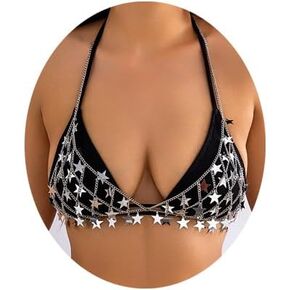 Bmirth ستار سلسلة الجسم مثير بيكيني سلاسل الفضة الترتر مجوهرات الجسم البرازيلي سلسلة الشاطئ الملحقات للنساء والفتيات in Kuwait