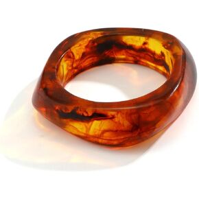 Rrdaily Chunky Wide Acrylic Bangle Bracelet for Women Teen Girls, Irregular Large Square Bangle Transparent Resin Plastic Orange Candy Bangle Christmas Holiday Jewelry in Kuwait