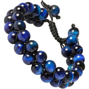 Nupuyai Double Layers Healing Gemstone Crystal Bead Bracelet Handmade Braided Unisex Adjustable Macrame Bracelets 8mm