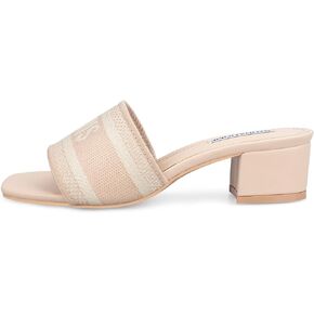 STUNAHOME Women's Heeled Sandals Low Block Chunky Heels Woven Embroidered Square Toe Slip on Heel Sandals Mules Comfortable Casual Summer Party Dress Shoes