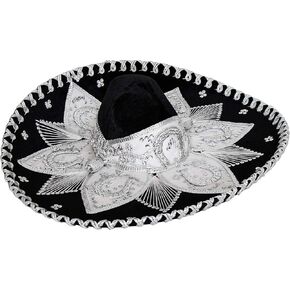 Threads west Premium Adult Mariachi Charro Hat (Black and White) in Saudi Arabia