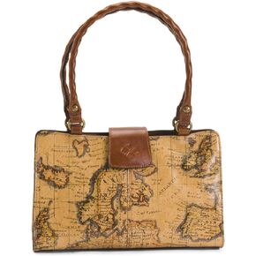 Patricia Nash Rienzo Multi Pocket European Map Leather Satchel