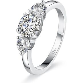 Yaresul 3 Stone Women Engagement Ring 925 Sterling Silver Wedding Rings Cubic Zirconia | Sapphire Engagment Ring Women Stacktable Ring for Anniversary, Mother's Day, Valentine's Day Size 5-9