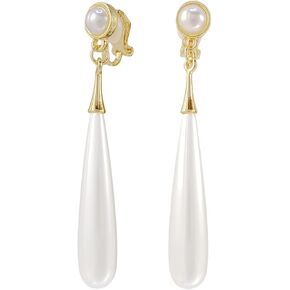 مشبك اللؤلؤ على الأقراط للنساء الأبيض تقليد كليب Ons الذهب استرخى أقراط مقلد بيرل انخفاض القرط النيكل الحرة الأزياء هدية مجوهرات in Kuwait