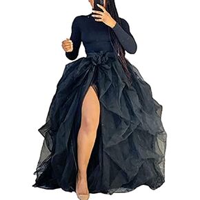 تنورة نسائية طويلة من التول توتو ماكسي طول الأرض بطبقات عالية الخصر فستان الزفاف والسهرات والحفلات تنورة منتفخة على شكل حرف a in Kuwait