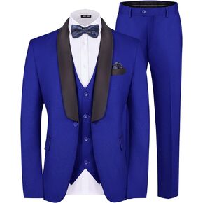 MAGE MALE Men's 3 Piece Suit Slim Fit Solid One Button Party Wedding Tuxedo Suits Blazer Jacket Vest Pants Set