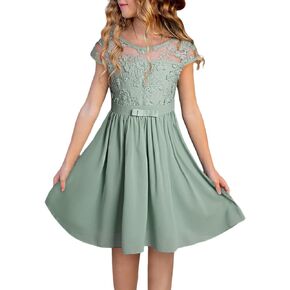 blibean Girls Cotton Elegant Lace Mesh Semi Formal Dress Size 6-15 Years