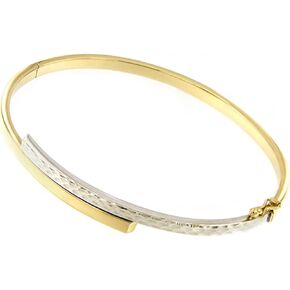 سوار حلقي من الذهب عيار 14 قيراط للنساء والفتيات من لوتشيتا - 5.40 غرام منقوش بتاثير الماس، اساور حلقية من الذهب عيار 14 قيراط للنساء والفتيات المراهقات، مجوهرات ايطالية فاخرة، 7 انش، معدن in Kuwait