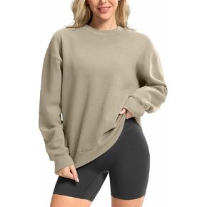 G التدريجي المرأة Crewneck بلوزات المتضخم القطن مزيج الصوف البلوز البلوز للنساء فضفاضة تناسب in Kuwait