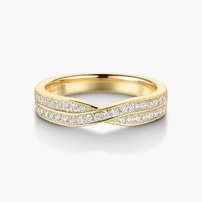 Amourajewels خواتم ألماس حقيقية للنساء، عصابات زفاف ألماس ذهبية ملتوية لها، خواتم ألماس S925 مطلية بالذهب عيار 18 قيراط، خواتم الذكرى السنوية من الذهب الأصفر، حلقات نصف الخلود قابلة للتكديس in Kuwait