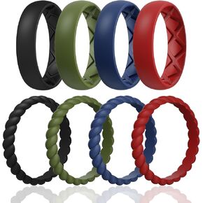 Egnaro Silicone Wedding Bands Women, Inner Arc Ergonomic Breathable Design Silicone Rubber Wedding Bands Rubber Rings for Women in Saudi Arabia