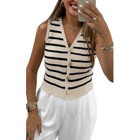 NALANISA Women's Trendy Summer Sweater Vests 2025 V Neck Sleeveless Button Up Knit Crop Tank Tops Y2k Shirts Spring Outfits
