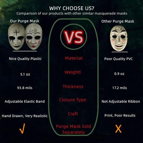 Ubauta Purge Mask for Adult Halloween costumes: Scary Horror Cross and God Face Masks for Masquerade Mardi Gras Party Cosplay in Kuwait