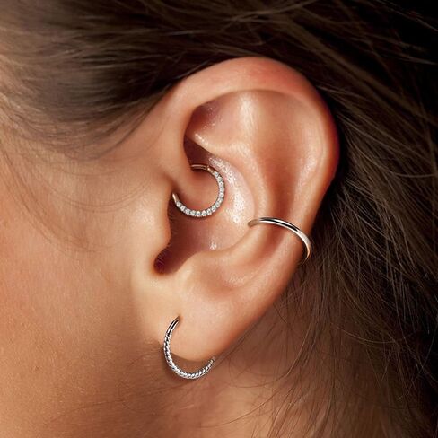 CASSIECA 18G 16G حلقات الأنف الفولاذية الجراحية هوب الفرس الحاجز خواتم للنساء الرجال تشيكوسلوفاكيا أوبال الغضروف هوب أقراط هيليكس دايث روك الشفاه محارة هوب الجسم ثقب المجوهرات 8 مم 10 مم in Kuwait