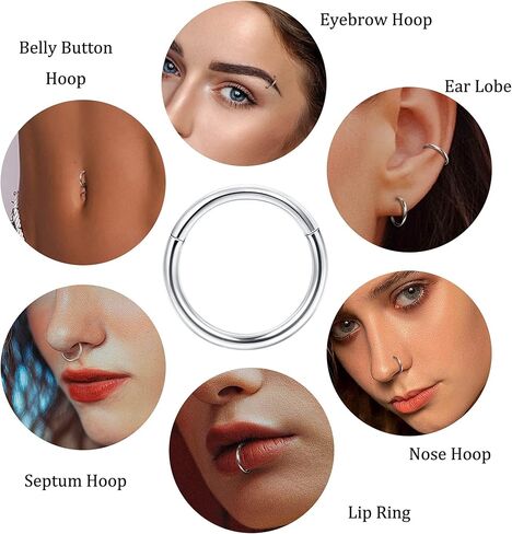 CASSIECA 18G 16G حلقات الأنف الفولاذية الجراحية هوب الفرس الحاجز خواتم للنساء الرجال تشيكوسلوفاكيا أوبال الغضروف هوب أقراط هيليكس دايث روك الشفاه محارة هوب الجسم ثقب المجوهرات 8 مم 10 مم in Kuwait