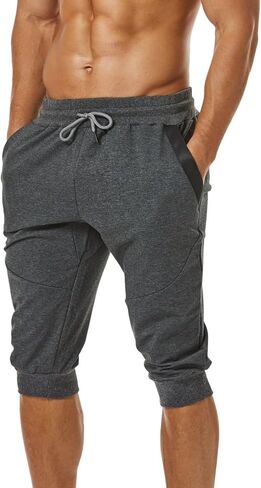 سراويل الركض الرجالية من Ouber مقاس 3/4 مقاس نحيف للتدريبات الرياضية مع جيب بسحاب in Kuwait