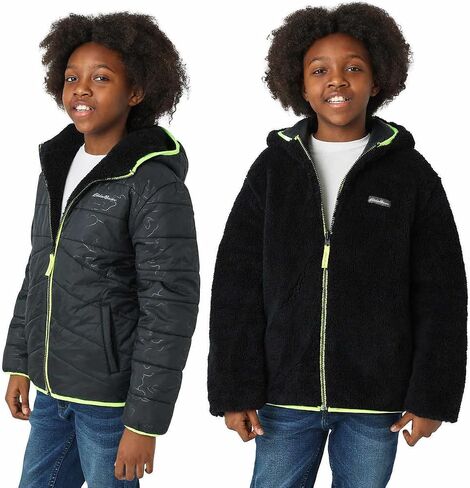 Eddie Bauer Kids Reversible Plush Hoodie Jacket (US, Alpha, Small, Regular, Onyx/Black) in Saudi Arabia