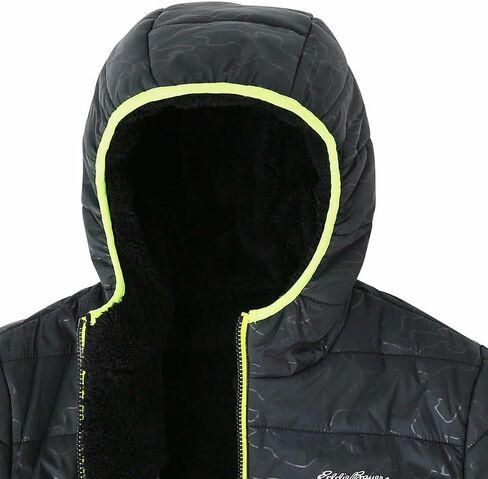 Eddie Bauer Kids Reversible Plush Hoodie Jacket (US, Alpha, Small, Regular, Onyx/Black) in Saudi Arabia