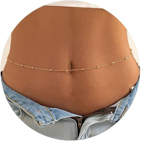 YANJINMY 28-35 بوصة الفولاذ المقاوم للصدأ الخصر سلاسل للنساء 18K مطلية بالذهب بيكيني البطن سلاسل الجسم سلاسل الصيف الشاطئ مجوهرات قابل للتعديل in Kuwait