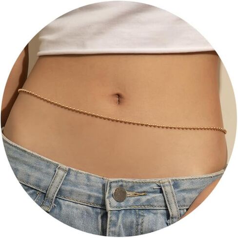 YANJINMY 28-35 بوصة الفولاذ المقاوم للصدأ الخصر سلاسل للنساء 18K مطلية بالذهب بيكيني البطن سلاسل الجسم سلاسل الصيف الشاطئ مجوهرات قابل للتعديل in Kuwait