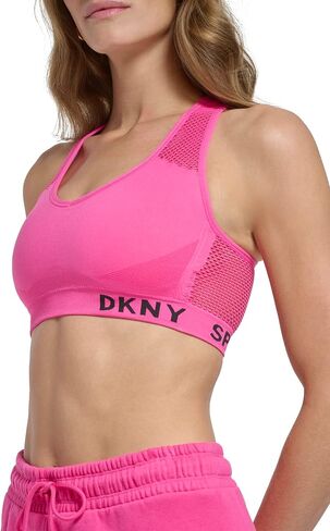 حمالة صدر نسائية للجري من DKNY بتصميم كلاسيكي بدون خياطة ودعم شبكي لليوجا in Saudi Arabia