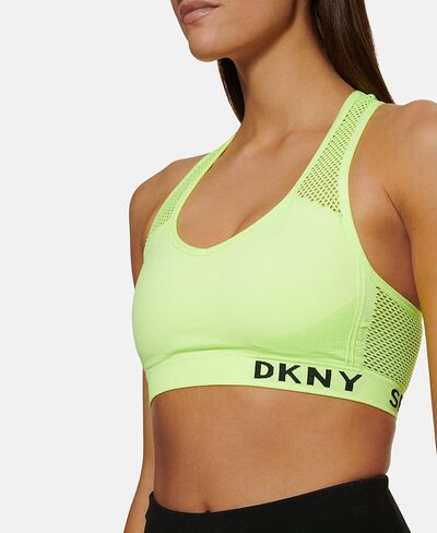حمالة صدر نسائية للجري من DKNY بتصميم كلاسيكي بدون خياطة ودعم شبكي لليوجا in Saudi Arabia