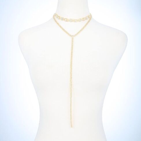 Blindery مثير سلاسل الجسم حجر الراين الجسم قلادة تألق الجسم مجوهرات كريستال المختنق ملهى ليلي حزب للنساء والفتيات (S) in Kuwait