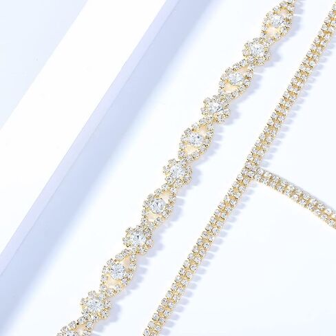 Blindery مثير سلاسل الجسم حجر الراين الجسم قلادة تألق الجسم مجوهرات كريستال المختنق ملهى ليلي حزب للنساء والفتيات (S) in Kuwait