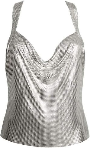 Sequins Crop Tops Shirts Crystal Body Chain Silver Rhinestone V-neck Vest Bikini Bra Backless Halter Accessories for Women Girls in Kuwait
