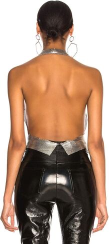 Sequins Crop Tops Shirts Crystal Body Chain Silver Rhinestone V-neck Vest Bikini Bra Backless Halter Accessories for Women Girls in Kuwait