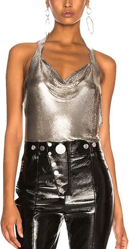 Sequins Crop Tops Shirts Crystal Body Chain Silver Rhinestone V-neck Vest Bikini Bra Backless Halter Accessories for Women Girls in Kuwait