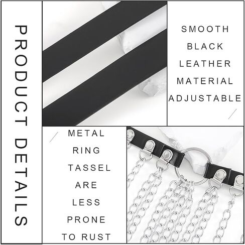 Navoky Punk Leather Body Chain قابل للتعديل من جلد البولي يوريثان أحزمة القوطية سلاسل الفخذ البطن شرابات معدنية الخصر سلسلة إكسسوارات معدنية حفلة الهالوين ملهى ليلي ملابس الهذيان للنساء in Saudi Arabia