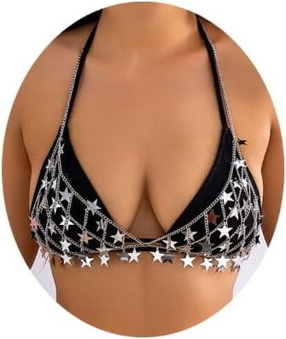 Bmirth ستار سلسلة الجسم مثير بيكيني سلاسل الفضة الترتر مجوهرات الجسم البرازيلي سلسلة الشاطئ الملحقات للنساء والفتيات in Kuwait