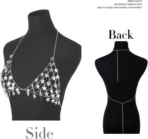 Bmirth ستار سلسلة الجسم مثير بيكيني سلاسل الفضة الترتر مجوهرات الجسم البرازيلي سلسلة الشاطئ الملحقات للنساء والفتيات in Kuwait