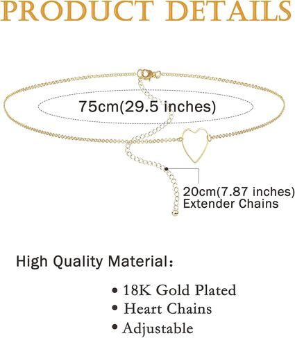 Akeoqi 6 قطع سلاسل خصر مطلية بالذهب عيار 18 قيراط خرز تشيكوسلوفاكيا لؤلؤ ترتر فراشة قلب سلسلة بطن صيفية للشاطئ بيكيني سلاسل الجسم مجموعة مجوهرات مثيرة للنساء قابلة للتعديل (29.5 بوصة + 7.8 بوصة) in Kuwait