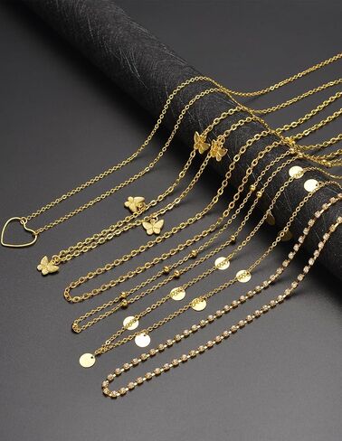 Akeoqi 6 قطع سلاسل خصر مطلية بالذهب عيار 18 قيراط خرز تشيكوسلوفاكيا لؤلؤ ترتر فراشة قلب سلسلة بطن صيفية للشاطئ بيكيني سلاسل الجسم مجموعة مجوهرات مثيرة للنساء قابلة للتعديل (29.5 بوصة + 7.8 بوصة) in Kuwait