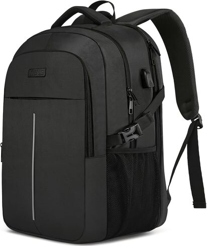 Backpack for Men,Extra Large 50L Travel Backpack with USB Charging Port,Laptop Backpack 17 Inch Water Resistant Big Capacity Heavy Duty Computer Bag TSA Approved Business College School Bookbags,Black in Kuwait