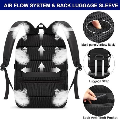 Backpack for Men,Extra Large 50L Travel Backpack with USB Charging Port,Laptop Backpack 17 Inch Water Resistant Big Capacity Heavy Duty Computer Bag TSA Approved Business College School Bookbags,Black in Kuwait