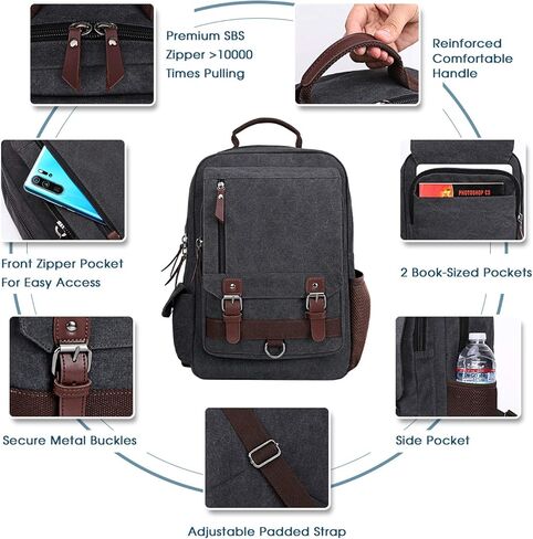 WOWBOX حقيبة حبال للرجال والنساء حقيبة ظهر للكمبيوتر المحمول حقيبة كتف عبر الجسم حقيبة ساعي 13.3 بوصة 15.6 بوصة كمبيوتر محمول تابلت أسود in Kuwait
