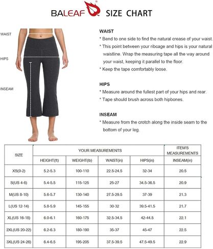 BALEAF Capri Pants for Women Flare Leggings with Pockets Bootcut Yoga Pants Summer Lounge Workout Work - 21" in Saudi Arabia