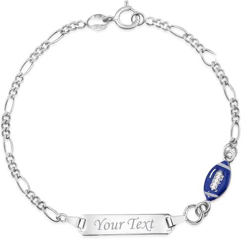 UNICORNJ 925 Italy Sterling Silver Child or Baby Name Bracelet Girls Boys, Personalized Engraved Kids ID Bracelets, 6.5" Figaro Chain, Enamel Charm Newborn Infant Toddler Kid Jewelry in Saudi Arabia