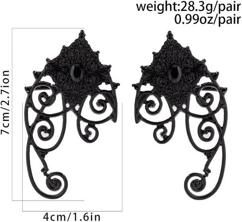 twinkle eye Vintage Cutout Floral Ear Clips Fairy Ear Hanging Halloween Earrings Gothic Earrings Halloween Jewelry For Women in Saudi Arabia