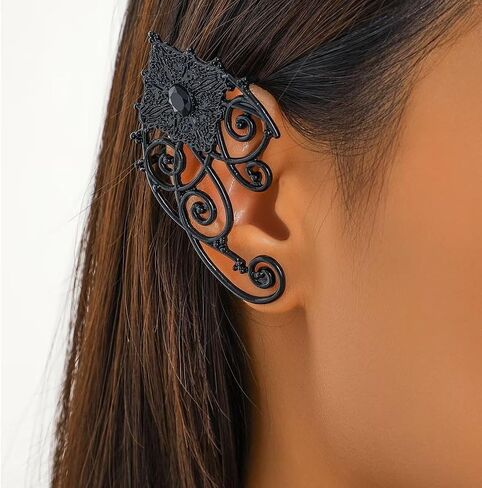 twinkle eye Vintage Cutout Floral Ear Clips Fairy Ear Hanging Halloween Earrings Gothic Earrings Halloween Jewelry For Women in Saudi Arabia