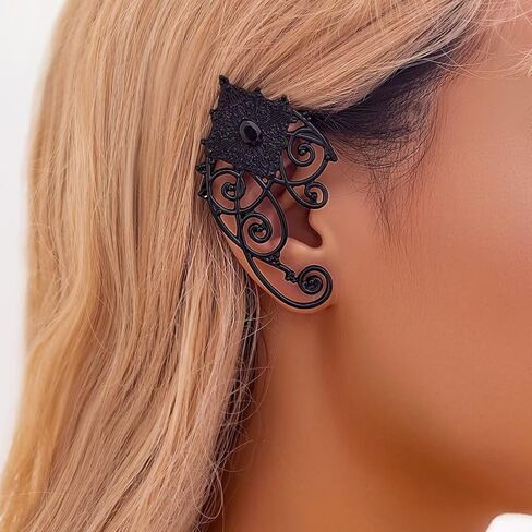 twinkle eye Vintage Cutout Floral Ear Clips Fairy Ear Hanging Halloween Earrings Gothic Earrings Halloween Jewelry For Women in Saudi Arabia