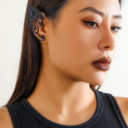 twinkle eye Vintage Cutout Floral Ear Clips Fairy Ear Hanging Halloween Earrings Gothic Earrings Halloween Jewelry For Women in Saudi Arabia