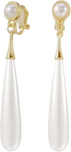 مشبك اللؤلؤ على الأقراط للنساء الأبيض تقليد كليب Ons الذهب استرخى أقراط مقلد بيرل انخفاض القرط النيكل الحرة الأزياء هدية مجوهرات in Kuwait