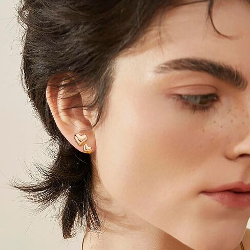 NICEIGHT 8 أزواج كليب على الأقراط للنساء الفتيات تويست جولة مكتنزة الذهب هوب أقراط القلب أقراط فراشة غير ثقب الأقراط والمجوهرات in Kuwait