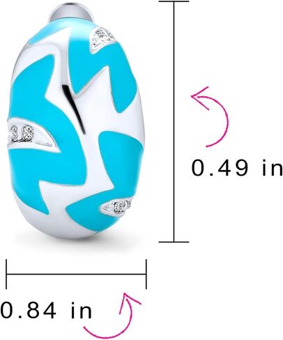 Geometric Simulated Turquoise Blue Enamel Zig Zag Half Hoop Clip On Earrings For Women Silver Plated Brass in Saudi Arabia