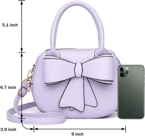 BAG WIZARD Girls Bowknot Handbag Purse Cute Leather Mini Shoulder Bag for Women Top-handle Totes Satchel in Kuwait
