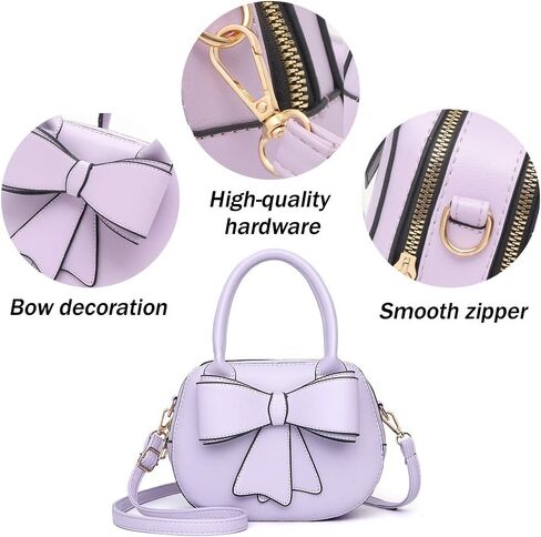 BAG WIZARD Girls Bowknot Handbag Purse Cute Leather Mini Shoulder Bag for Women Top-handle Totes Satchel in Kuwait
